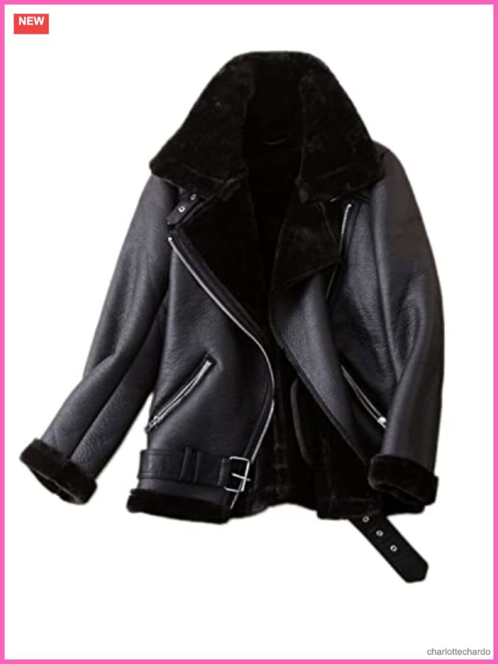 Faux Suede Shearling Moto Jacket Lined Parka Winter Coat